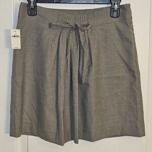 Gap A Line Mini Grey Skirt Stretch Lined Pleated Drawstring Zipper Size 2 NWOT